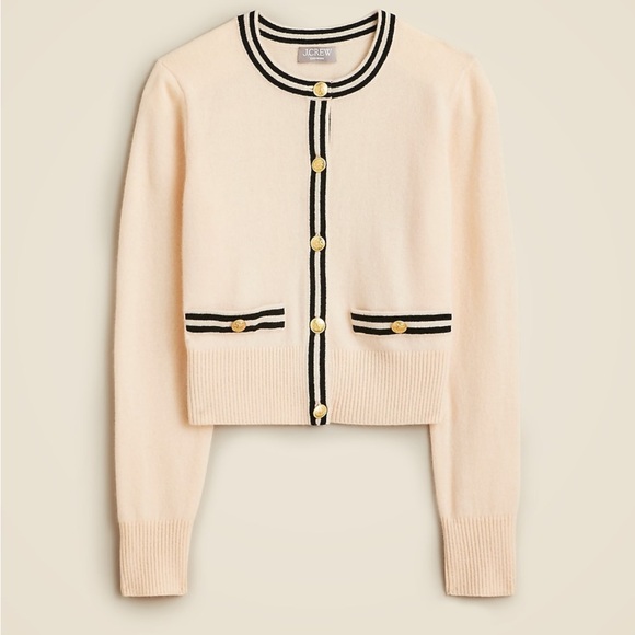 J. Crew Cream and Black Cardigan Sweater - Picture 1 of 6